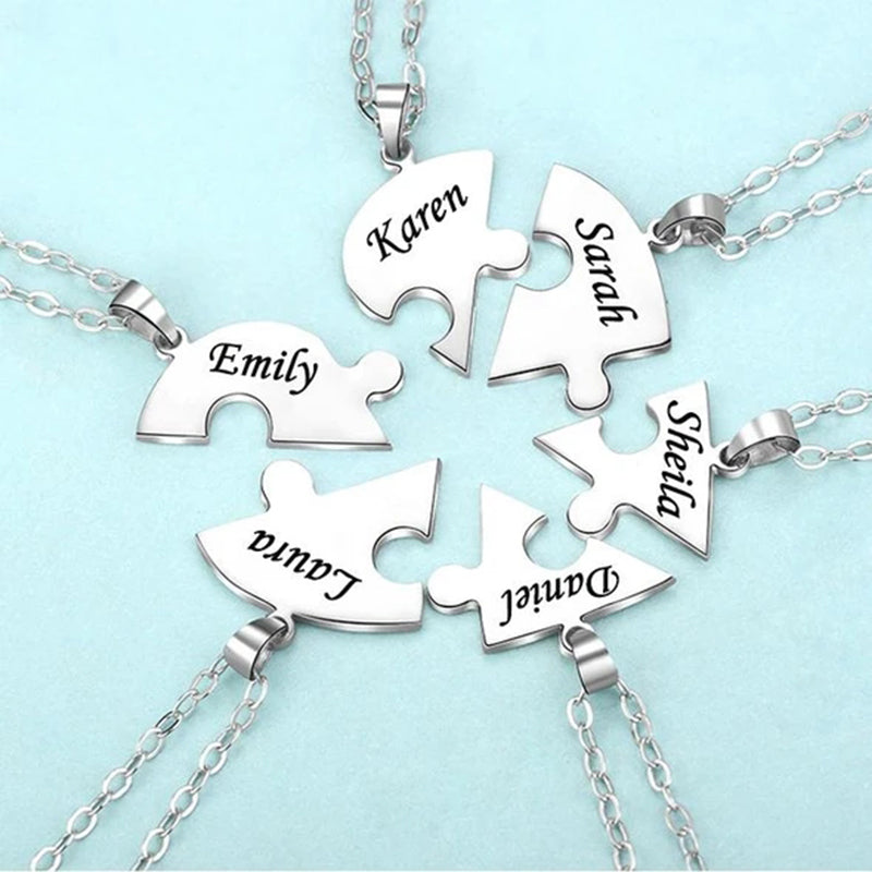 6 nimega südamepuzzle kaelakee